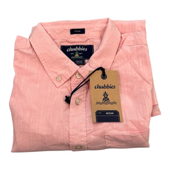 NEW CHUBBIES Men's The Pinky Winky Slub Poplin Friday Button-Up Shirt Size M - Picture 6 of 10